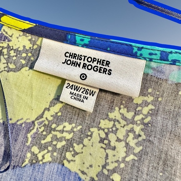 Christopher John Rogers for Target Blue Floral Puff Sleeve Dress Size 24 / 26 - Picture 5 of 14